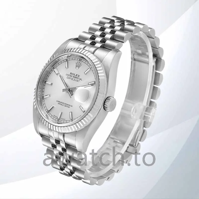 rolex datejust 116234ssj men's 36mm silver dial