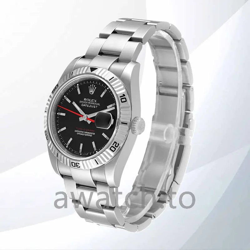 rolex datejust turn o graph men's 36mm 116264 black dial
