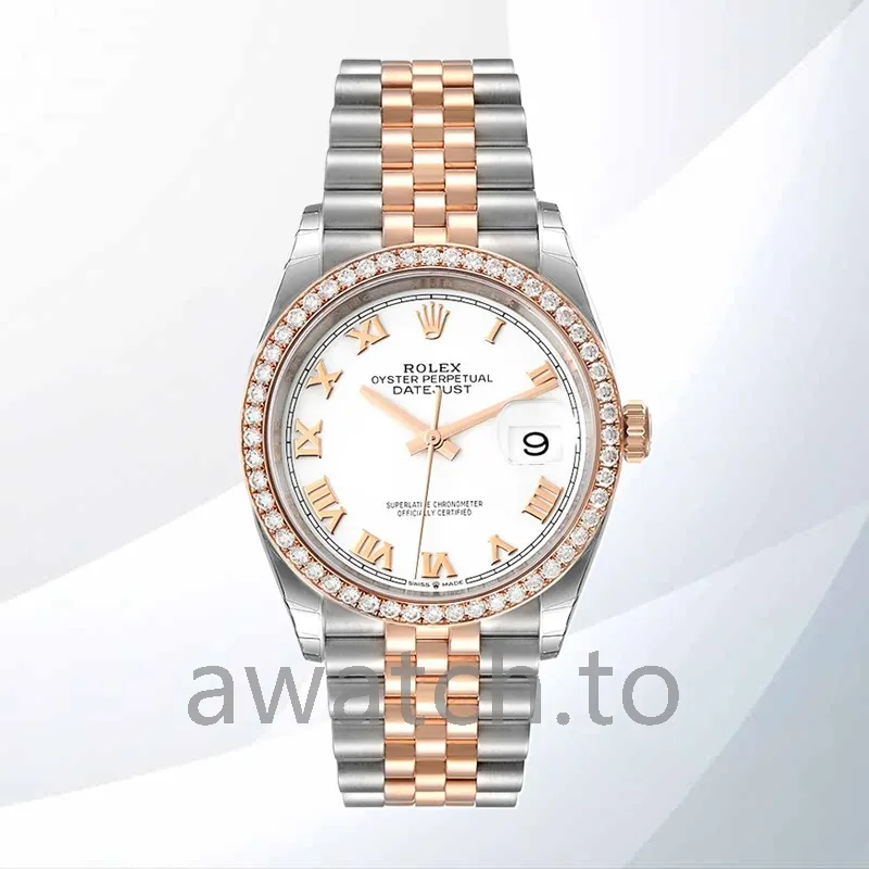 rolex datejust 36mm men's m126281rbr 0003 automatic white dial