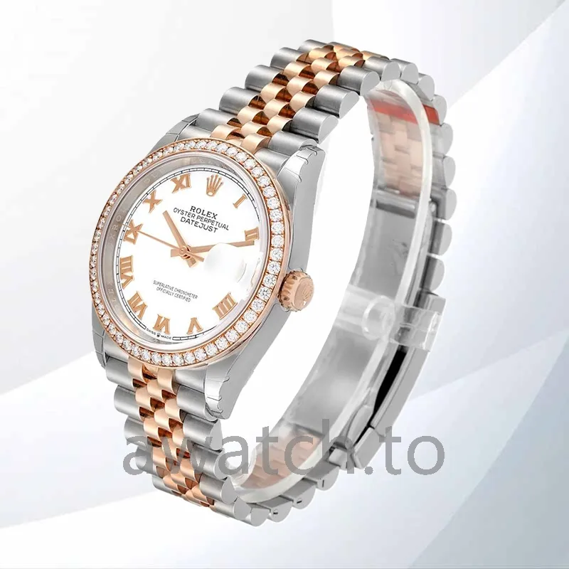 rolex datejust 36mm men's m126281rbr 0003 automatic white dial