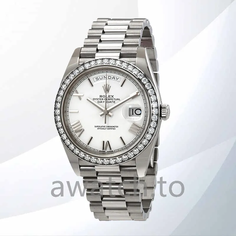 rolex day date 228349wrp 40mm men's white dial