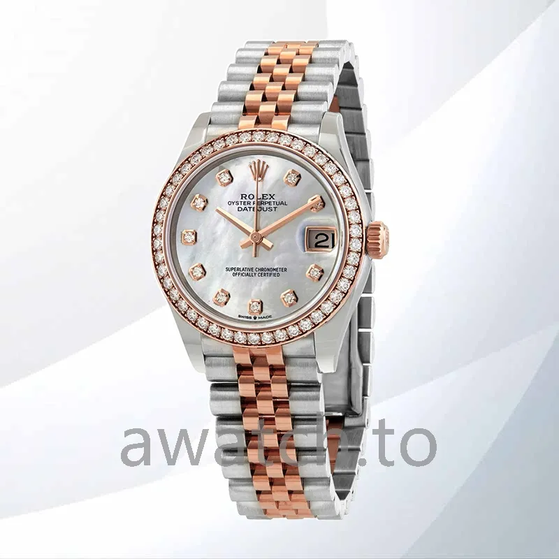 rolex datejust 31mm ladies m278381rbr 0026 silver tone mother of pearl dial