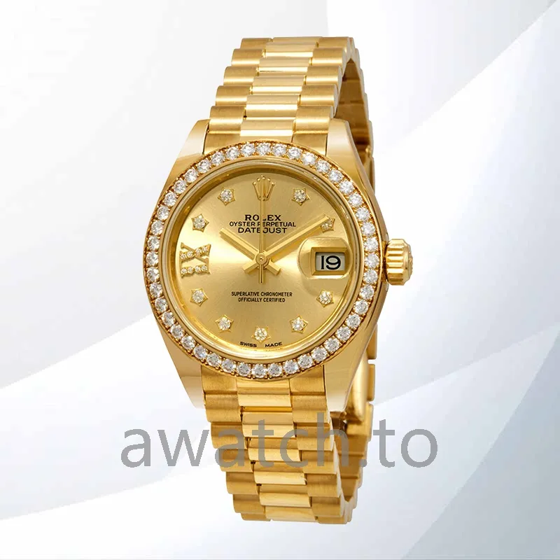 rolex datejust 28mm ladies m279138rbr 0006 president bracelet/jubilee bracelet gold tone