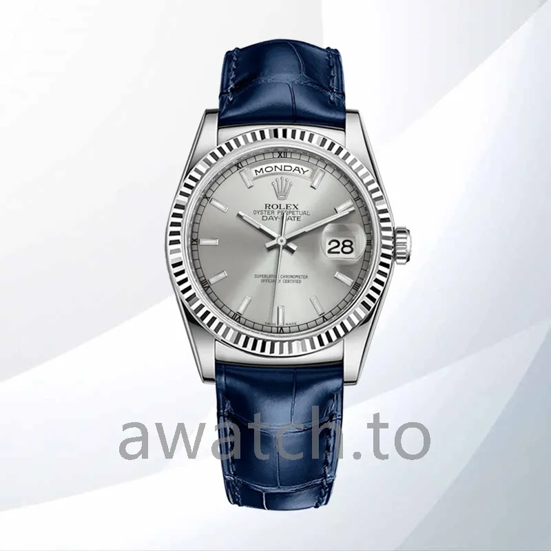 rolex day date 36mm m118139 0097 men's automatic silver tone