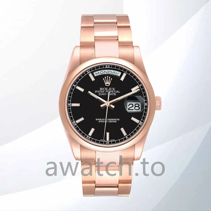 rolex day date men's 118205 36mm black dial president bracelet/oyster bracelet