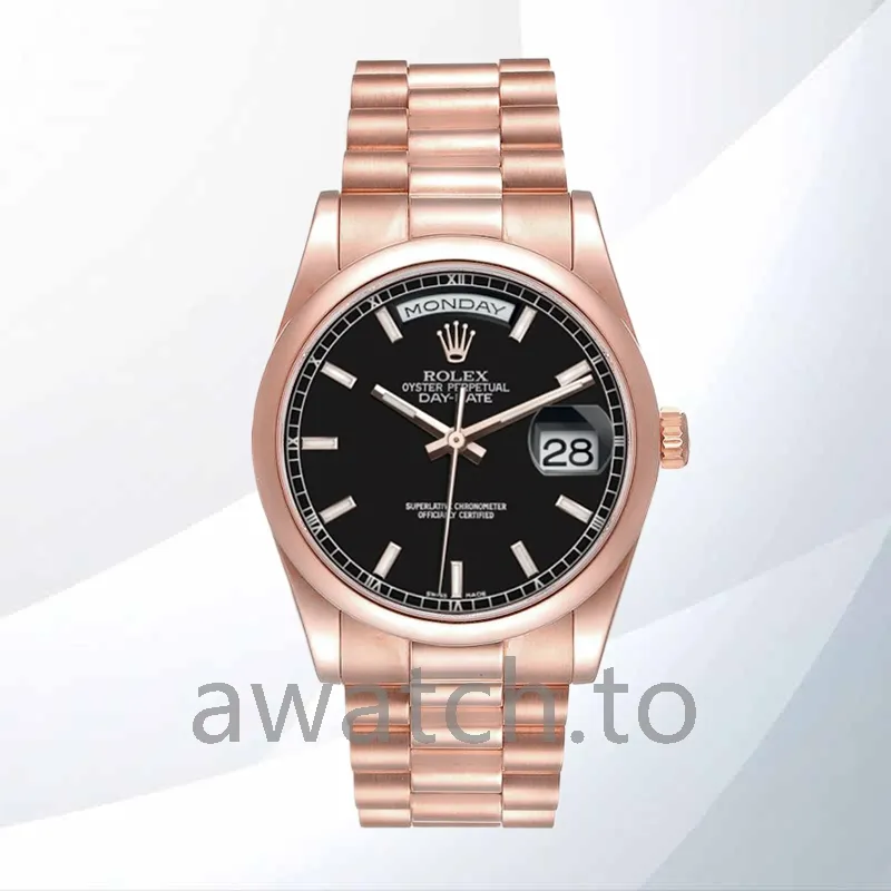 rolex day date men's 118205 36mm black dial president bracelet/oyster bracelet