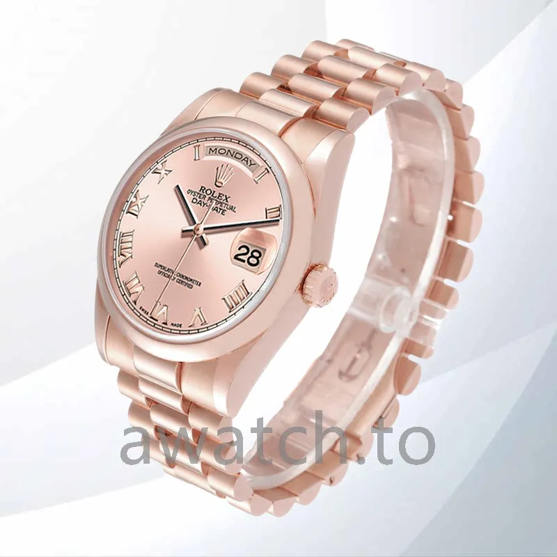 rolex day date 118205 36mm men's president bracelet/oyster bracelet rose gold dial