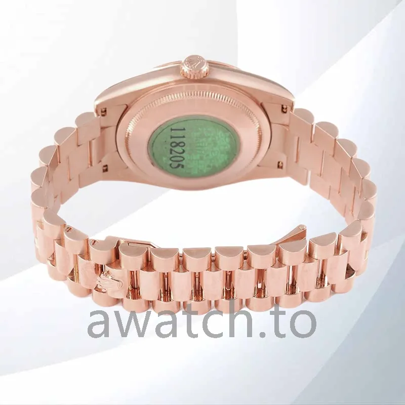 rolex day date 118205 36mm men's president bracelet/oyster bracelet rose gold dial