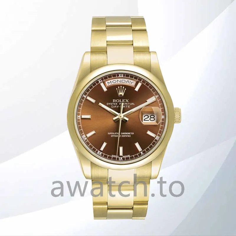 rolex day date men's 36mm m118208 0343 gold tone president bracelet/oyster bracelet