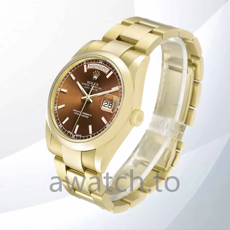 rolex day date men's 36mm m118208 0343 gold tone president bracelet/oyster bracelet