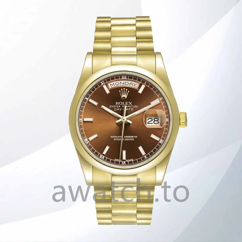 rolex day date men's 36mm m118208 0343 gold tone president bracelet/oyster bracelet