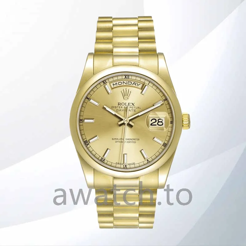rolex day date men's 118208 0062 36mm president bracelet/oyster bracelet champagne dial