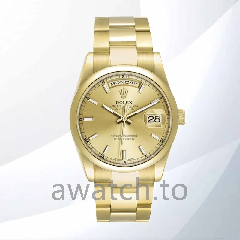 rolex day date men's 118208 0062 36mm president bracelet/oyster bracelet champagne dial