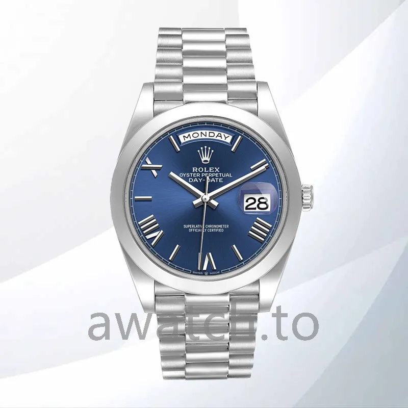 rolex day date 40mm men's 228206 blue dial silver tone