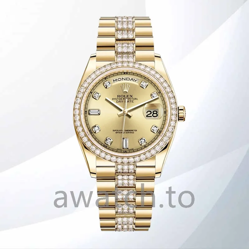 rolex day date men's 36mm 118348 champagne dial automatic